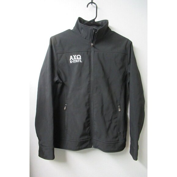 Alpha Chi Omega Kansas K State KSU Wildcats Black Soft Shell Jacket Size M Zip - Picture 1 of 9